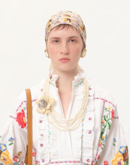 Valentino VESTIDO DE ALGODÓN Y LINO BORDADO Grandes descuentos