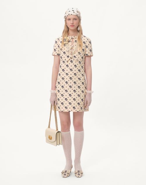 Valentino VESTIDO CORTO DE CREPE COUTURE FIORELLINO BLU PAPIER FLORAL Ahorra y exporta