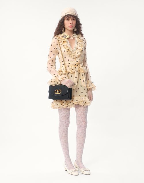 Valentino VESTIDO CORTO DE ORGANZA CON ESTAMPADO DE LUNARES Última moda