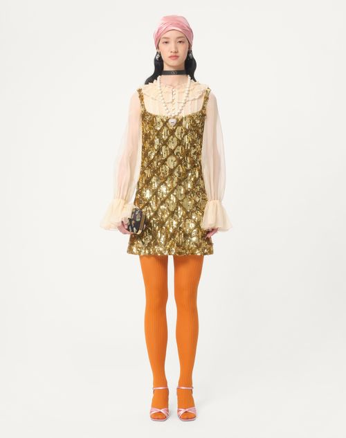 Valentino VESTIDO TULLE ILLUSIONE CORTO Y BORDADO Grandes ahorros
