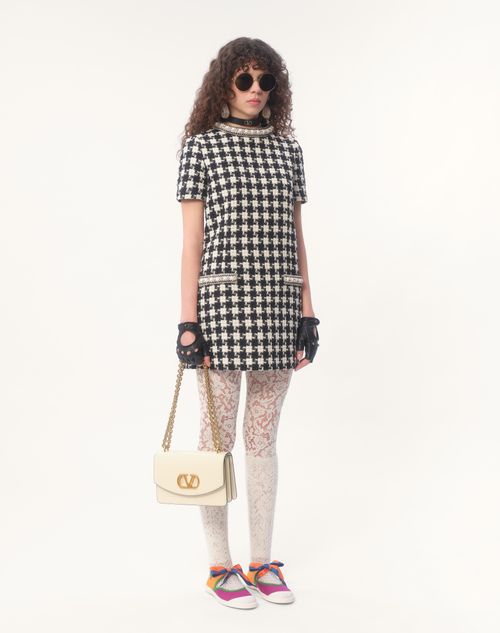 Valentino VESTIDO CORTO DE DAMIER LIGHT TWEED BORDADO Precio ultrabajo