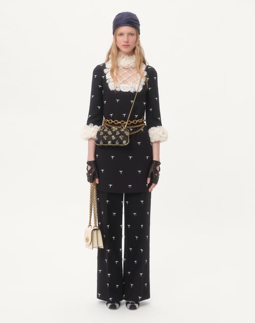 Valentino VESTIDO DE CREPE COUTURE CORTO Y BORDADO Rebajas