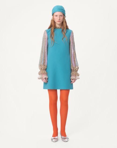 Valentino VESTIDO DE CREPE COUTURE CORTO Y BORDADO Ofertas