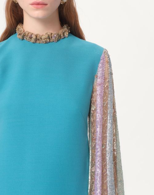 Valentino VESTIDO DE CREPE COUTURE CORTO Y BORDADO Ofertas