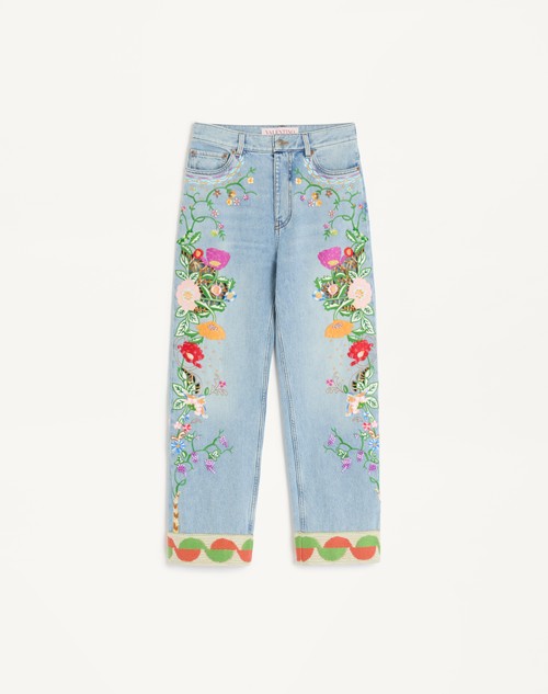 Valentino PANTALÓN DE MEZCLILLA CON BORDADO Tienda