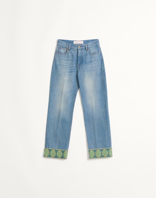 Valentino PANTALÓN DE DENIM CON RIBETES DE JACQUARD Envío internacional gratuito