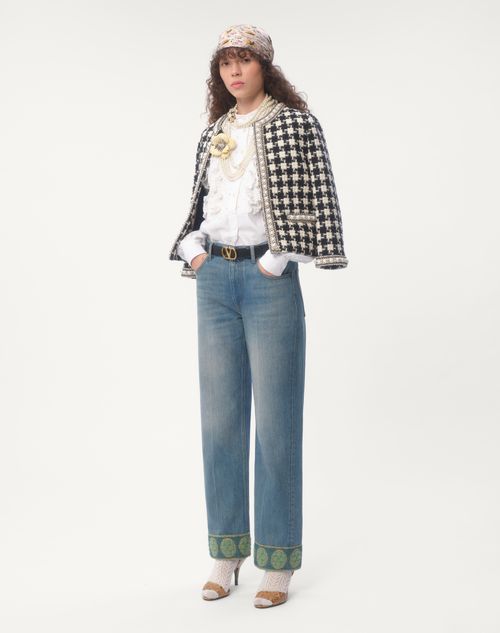 Valentino PANTALÓN DE DENIM CON RIBETES DE JACQUARD Envío internacional gratuito