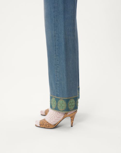 Valentino PANTALÓN DE DENIM CON RIBETES DE JACQUARD Envío internacional gratuito