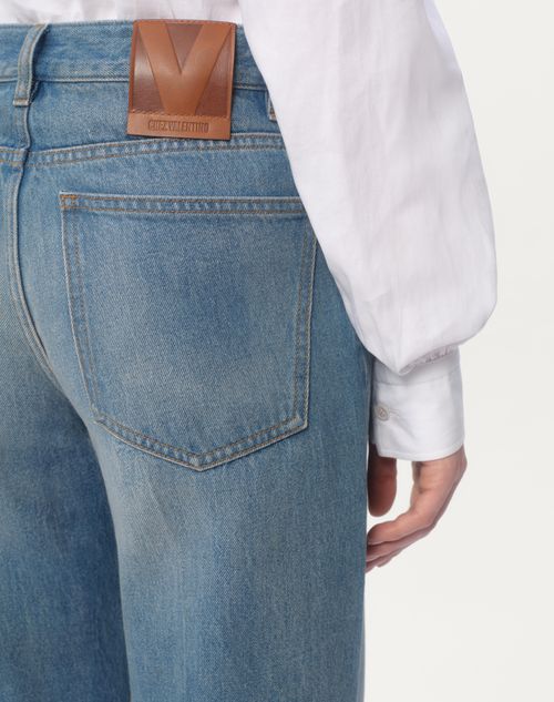 Valentino PANTALÓN DE DENIM CON RIBETES DE JACQUARD Envío internacional gratuito