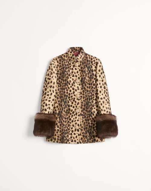 Valentino ABRIGO DE PAÑO DE LANA ESTAMPADO CON MANCHAS DE JAGUAR