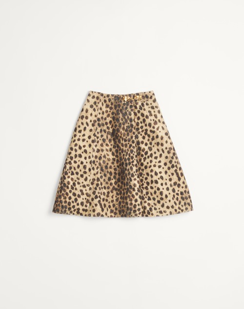 Valentino FALDA DE PAÑO DE LANA ESTAMPADA CON MANCHAS DE JAGUAR