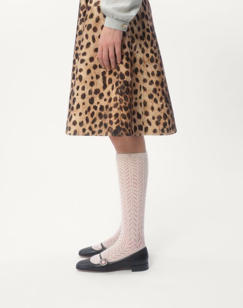 Valentino FALDA DE PAÑO DE LANA ESTAMPADA CON MANCHAS DE JAGUAR Libre de impuestos