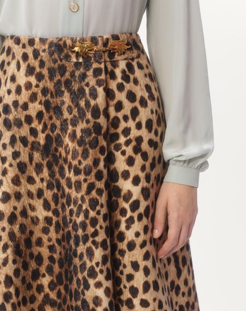 Valentino FALDA DE PAÑO DE LANA ESTAMPADA CON MANCHAS DE JAGUAR Libre de impuestos