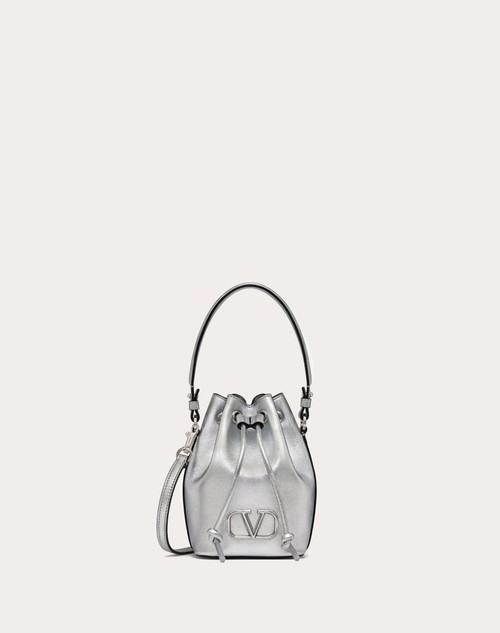 Valentino MINIBOLSO TIPO SACO DE CUERO NAPA METALIZADO CON EL VLOGO SIGNATURE