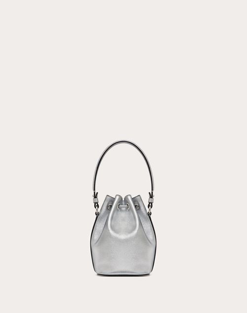 Valentino MINIBOLSO TIPO SACO DE CUERO NAPA METALIZADO CON EL VLOGO SIGNATURE Último día