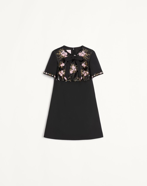 Valentino VESTIDO DE CREPE COUTURE CORTO Y BORDADO