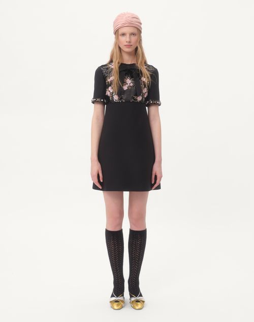 Valentino VESTIDO DE CREPE COUTURE CORTO Y BORDADO Libre de impuestos
