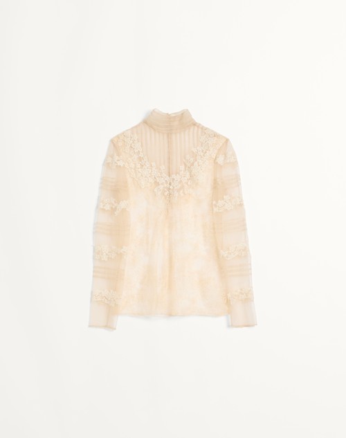 Valentino TOP DE DENTELLE CON ESTAMPADO DE ROSAS