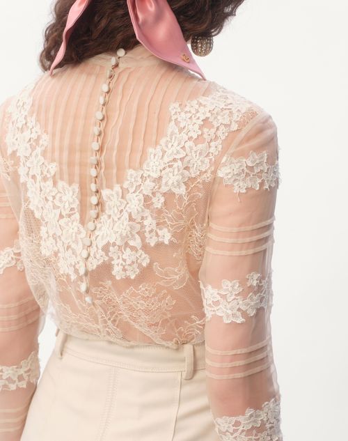 Valentino TOP DE DENTELLE CON ESTAMPADO DE ROSAS Rebajas de fábrica