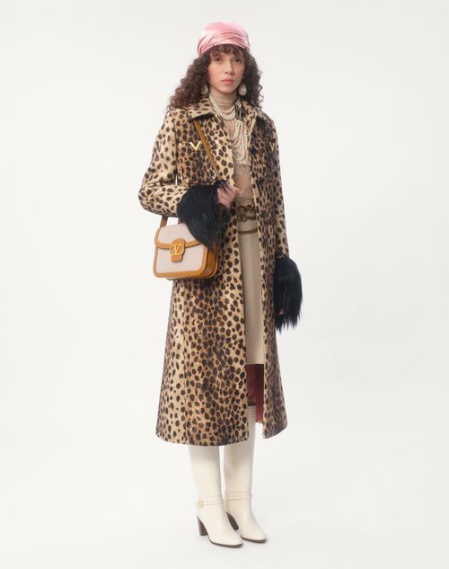 Valentino ABRIGO DE PAÑO DE LANA ESTAMPADO CON MANCHAS DE JAGUAR Mejor oferta