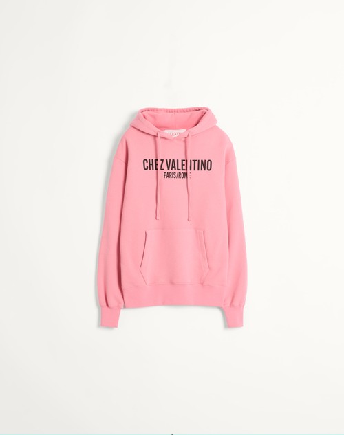 Valentino CAMISETA DE ALGODÓN CON CAPUCHA Y ESTAMPADO CHEZ VALENTINO