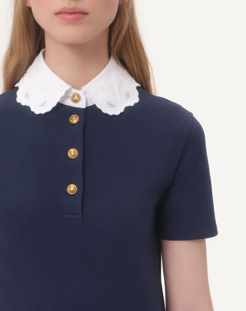 Valentino CAMISA POLO BORDADA DE ALGODÓN ESTILO SUDADERA Última moda