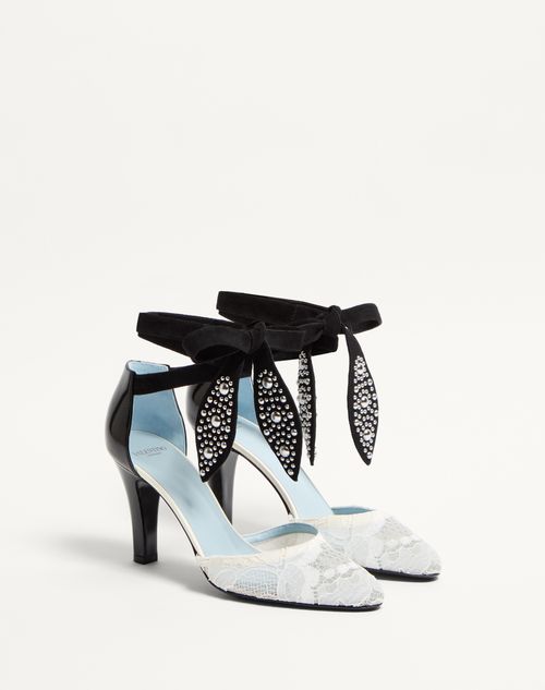 Valentino PUMP FOLIEFOLIAGE DE CUERO DE BECERRO PULIDO Y ENCAJE CON TACÓN DE 85 MM Limitado a 3 días