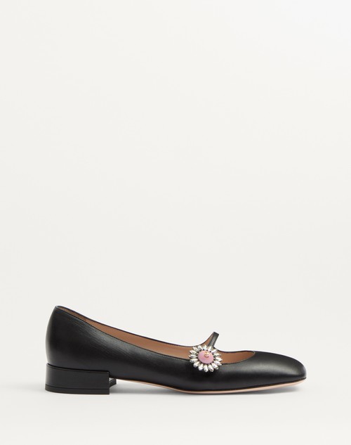 Valentino BALLERINA PRESHOES ESTILO MERCEDITAS DE CABRITILLA CON BOTÓN DE JOYERÍA Y TACÓN DE 20 MM