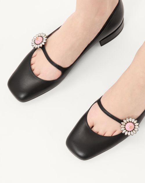 Valentino BALLERINA PRESHOES ESTILO MERCEDITAS DE CABRITILLA CON BOTÓN DE JOYERÍA Y TACÓN DE 20 MM Descuento