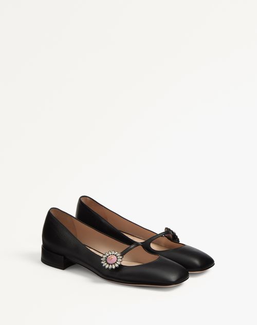Valentino BALLERINA PRESHOES ESTILO MERCEDITAS DE CABRITILLA CON BOTÓN DE JOYERÍA Y TACÓN DE 20 MM Descuento