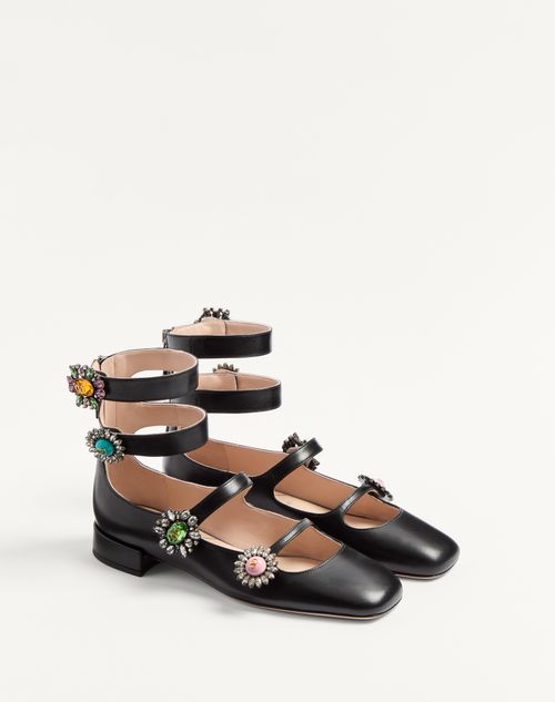 Valentino BALLERINA PRESHOES DE CABRITILLA CON CORREAS BOTONES DE JOYERÍA Y TACÓN DE 20 MM Tienda