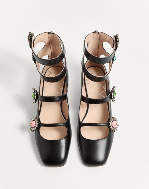 Valentino BALLERINA PRESHOES DE CABRITILLA CON CORREAS BOTONES DE JOYERÍA Y TACÓN DE 20 MM Tienda