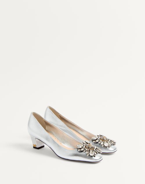 Valentino ZAPATO PRESHOES DE CUERO NAPA LAMINADO CON CRISTALES Y TACÓN DE 45 MM Tienda