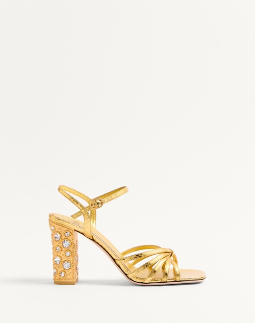 Valentino SANDALIA PRESHOES DE CUERO DE SERPIENTE LAMINADO CON CRISTALES Y TACÓN DE 90 MM Mejor oferta