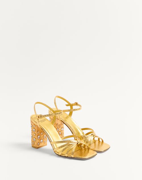 Valentino SANDALIA PRESHOES DE CUERO DE SERPIENTE LAMINADO CON CRISTALES Y TACÓN DE 90 MM Mejor oferta