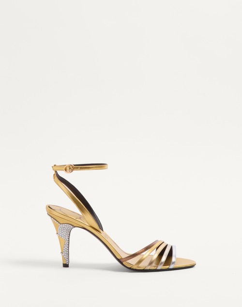 Valentino SANDALIA LADYCRUSH DE CUERO NAPA LAMINADO CON CRISTALES Y TACÓN DE 85 MM