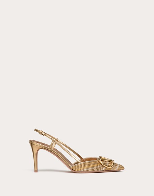 Valentino ZAPATOS DE TACÓN VLOGO SIGNATURE METALIZADOS CON CORREA TRASERA Y BORDADO CORNELY TACÓN DE 80 MM