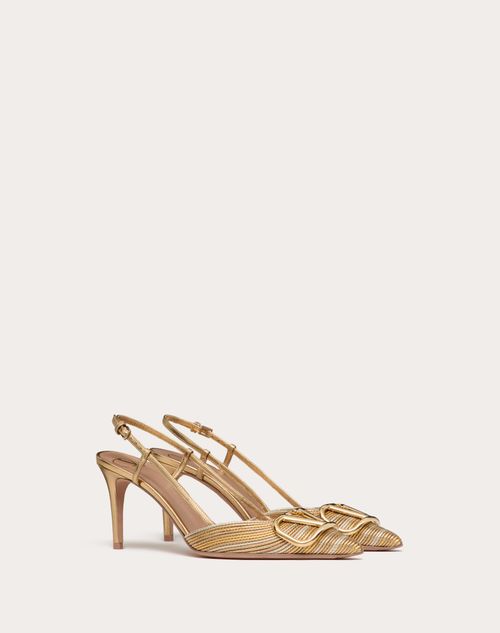 Valentino ZAPATOS DE TACÓN VLOGO SIGNATURE METALIZADOS CON CORREA TRASERA Y BORDADO CORNELY TACÓN DE 80 MM Superdescuento