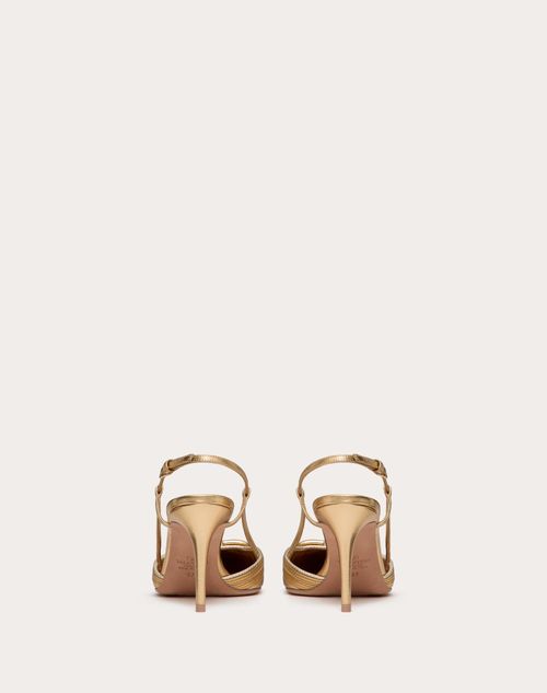 Valentino ZAPATOS DE TACÓN VLOGO SIGNATURE METALIZADOS CON CORREA TRASERA Y BORDADO CORNELY TACÓN DE 80 MM Superdescuento