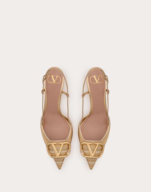 Valentino ZAPATOS DE TACÓN VLOGO SIGNATURE METALIZADOS CON CORREA TRASERA Y BORDADO CORNELY TACÓN DE 80 MM Superdescuento