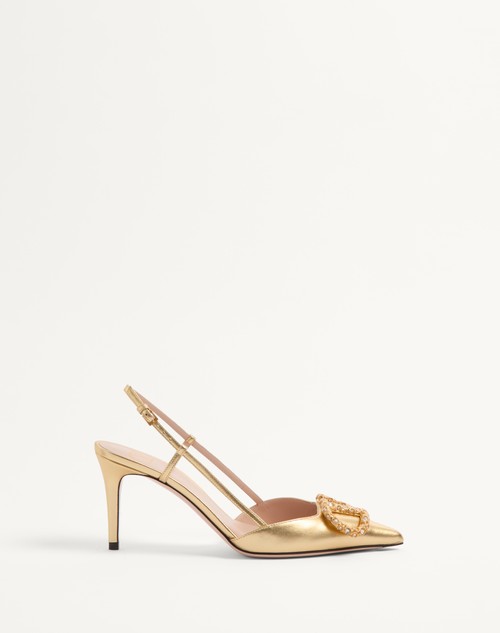 Valentino ZAPATO DE CUERO NAPA LAMINADO CON CORREA TRASERA VLOGO SIGNATURE Y TACÓN DE 80 MM