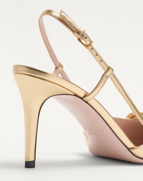 Valentino ZAPATO DE CUERO NAPA LAMINADO CON CORREA TRASERA VLOGO SIGNATURE Y TACÓN DE 80 MM Grandes descuentos
