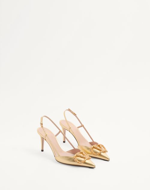Valentino ZAPATO DE CUERO NAPA LAMINADO CON CORREA TRASERA VLOGO SIGNATURE Y TACÓN DE 80 MM Liquidación