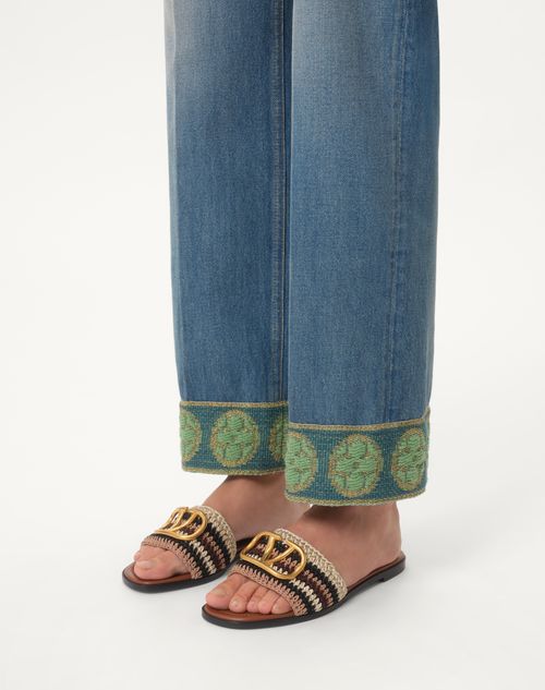 Valentino SANDALIA SIN TALÓN VLOGO SIGNATURE CON BORDADO DE CROCHET Oferta exclusiva