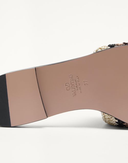 Valentino SANDALIA SIN TALÓN VLOGO SIGNATURE CON BORDADO DE CROCHET Oferta exclusiva