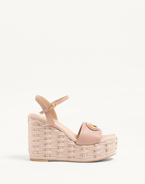Valentino SANDALIAS CON TACÓN EN CUÑA DE 120 MM CON EL VLOGO SIGNATURE EN CUERO GRANULADO DE BECERRO