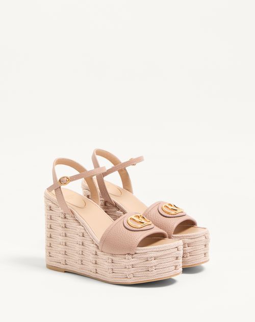 Valentino SANDALIAS CON TACÓN EN CUÑA DE 120 MM CON EL VLOGO SIGNATURE EN CUERO GRANULADO DE BECERRO Grandes ahorros