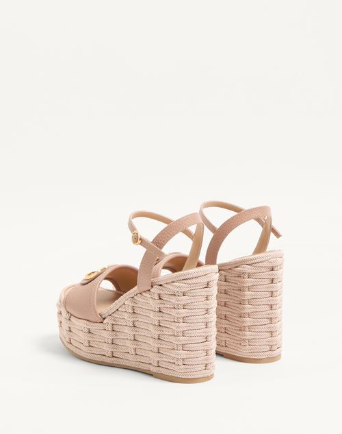 Valentino SANDALIAS CON TACÓN EN CUÑA DE 120 MM CON EL VLOGO SIGNATURE EN CUERO GRANULADO DE BECERRO Grandes ahorros