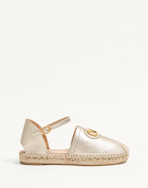 Valentino BALLERINA VLOGO SIGNATURE DE CUERO DE BECERRO GRANEADO Y LAMINADO CON TACÓN DE 25 MM
