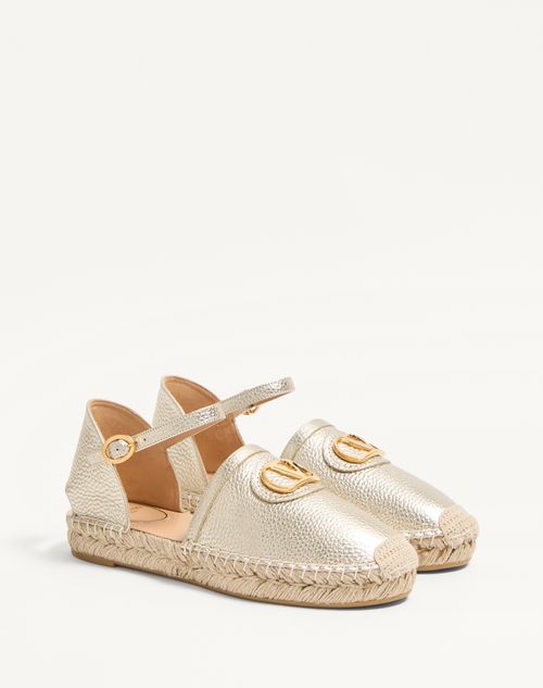 Valentino BALLERINA VLOGO SIGNATURE DE CUERO DE BECERRO GRANEADO Y LAMINADO CON TACÓN DE 25 MM Precio ultrabajo